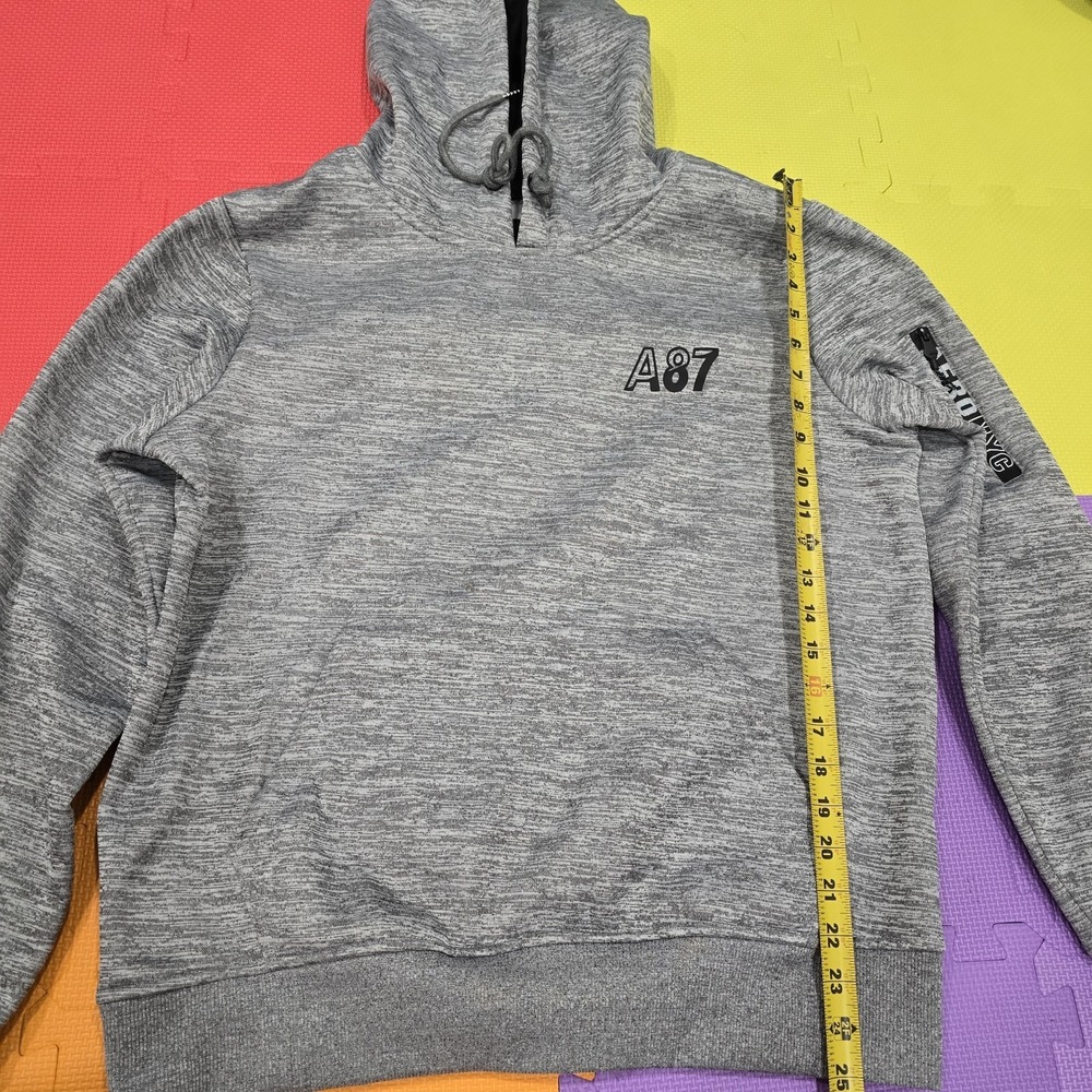 Aéropostale Men's A87 Logo Hoodie Heather Grey Fleece Sweatshirt Size Large L